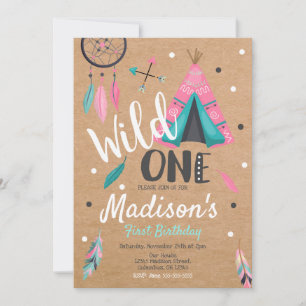 Wild One Dreamcatcher Teepee Invitation d'annivers
