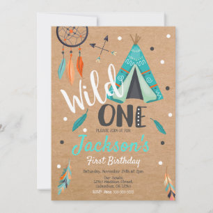 Wild One Dreamcatcher Teepee Invitation d'annivers