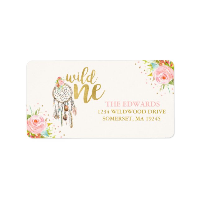 Wild One Étiquette de adresse Boho Floral Wild One (Devant)