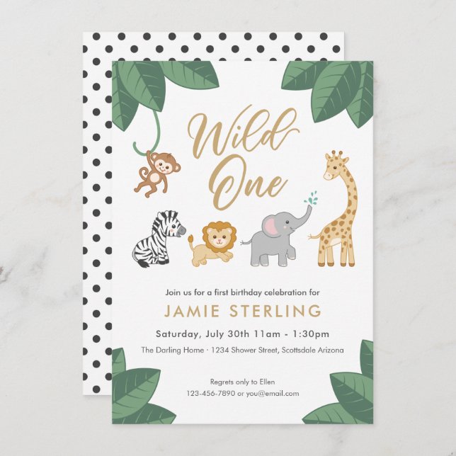 Wild One First Birthday Invitation (Devant / Derrière)