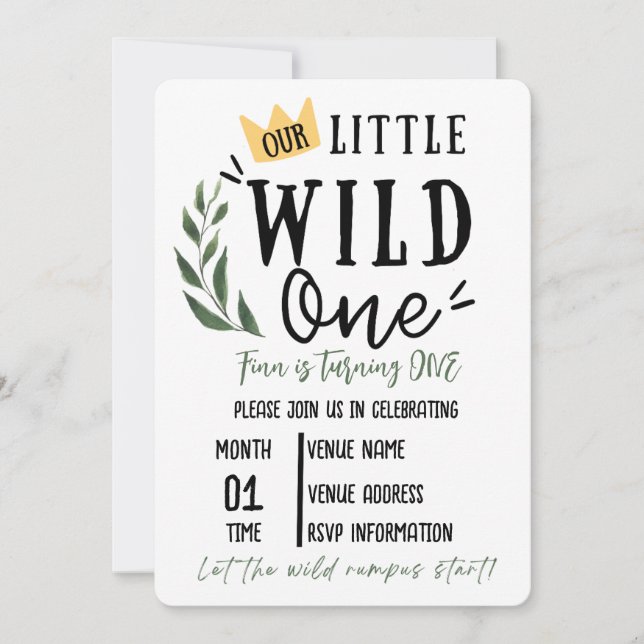 Wild One First Birthday Invitation (Devant)