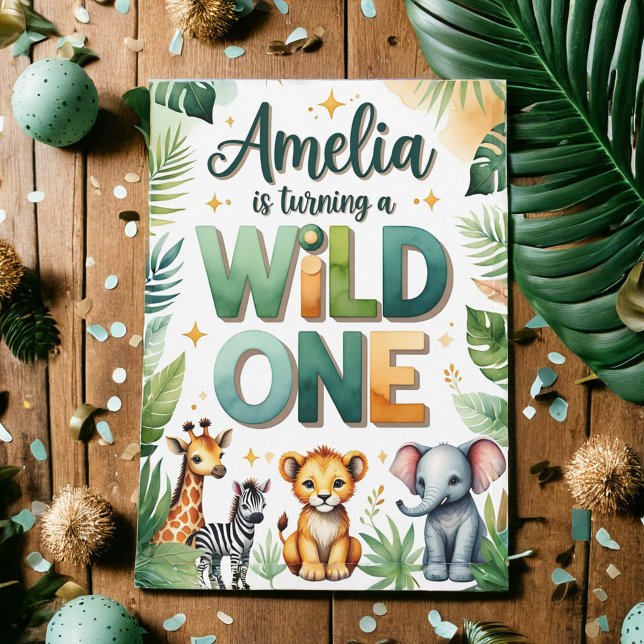 Wild One First Birthday Invitation Card | Amelia (Créateur téléchargé)