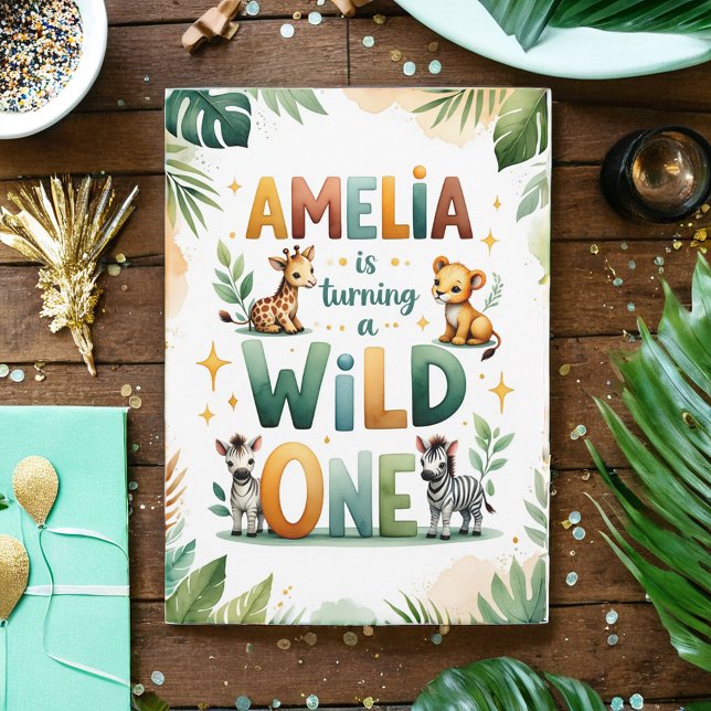 Wild One First Birthday Invitation Card | Amelia (Créateur téléchargé)