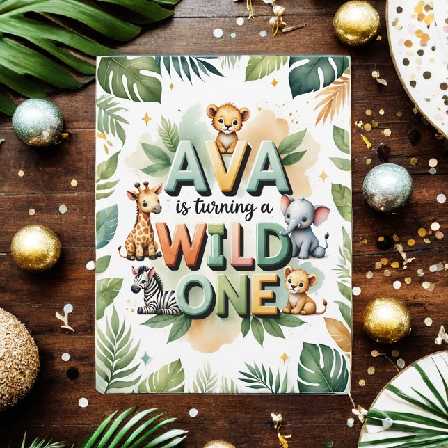 Wild One First Birthday Invitation Card | Ava (Créateur téléchargé)