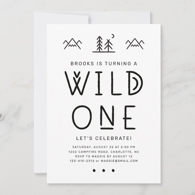 Wild One First Birthday Kraft Invitation (Devant)