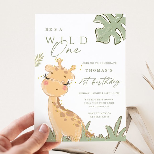 Wild One Giraffe 1er Invitation anniversaire (Créateur téléchargé)