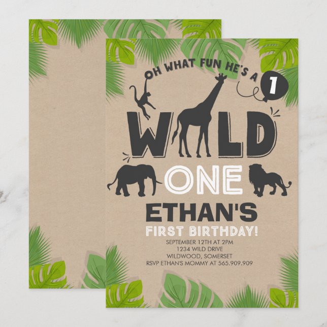 Wild One Invitation Boy Wild One Birthday Party (Devant / Derrière)