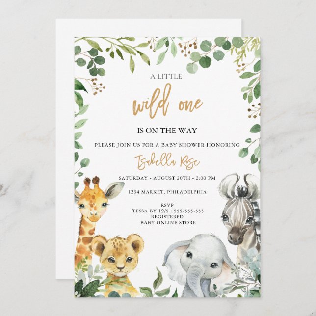 Wild One is on the Way Baby Shower Invitation (Devant / Derrière)