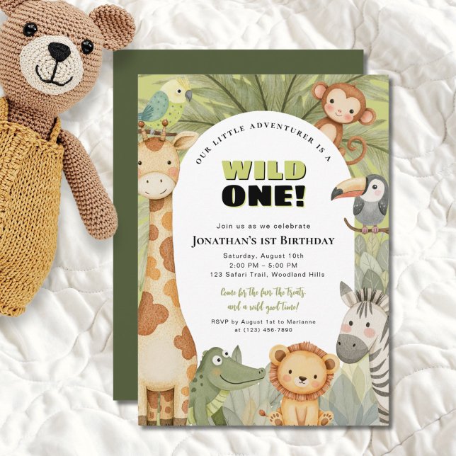 Wild One Jungle Animaux Première Invitation Annive (Créateur téléchargé)