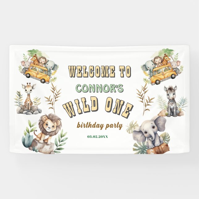 Wild one jungle safari 1er anniversaire Bannière (Horizontal)