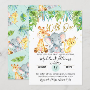 Wild One Jungle Safari Baby shower invitation