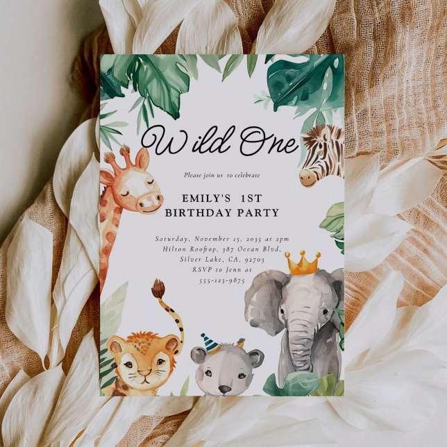 Wild One Jungle Safari Invitation d'anniversaire (Créateur téléchargé)
