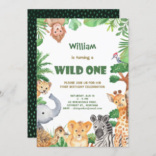 Wild One Jungle Safari Invitation d'anniversaire