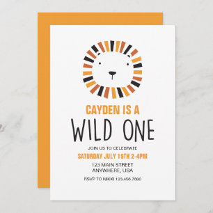Wild One Lion boho First Birthday Invitation