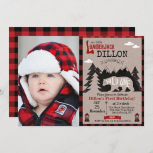 Wild One Lumberjack 1er anniversaire Invitation