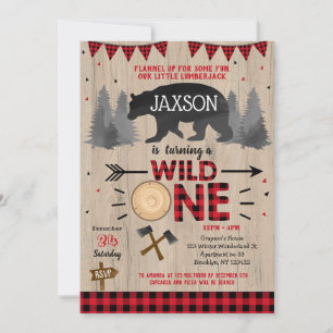 Wild One Lumberjack Invitations d'anniversaire