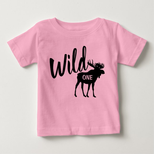 Wild One Moose 1er anniversaire fête Baby T-shirt (Devant)