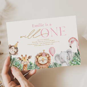 Wild One Party Animal First Birthday Invitation