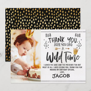 Wild One Photo 1er anniversaire Carte de remerciem