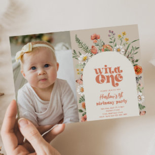Wild One Photo Anniversaire Invitation   FLEUR SAU