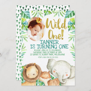 Wild One Photo Invitation d'anniversaire Safari