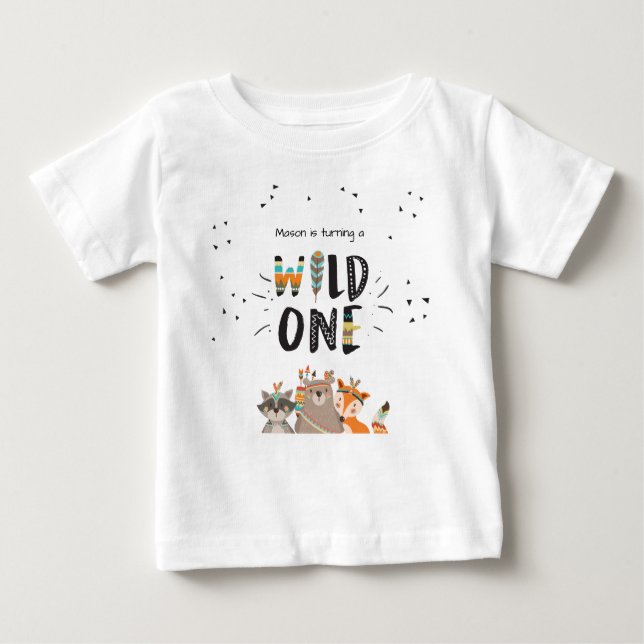 Wild One Premier anniversaire T-shirt Tribal woodl (Devant)