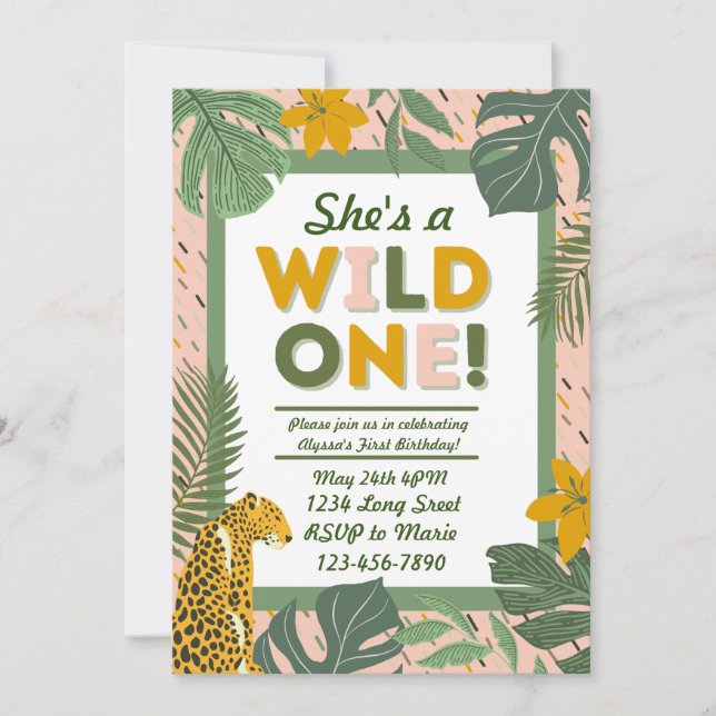 Wild One Rainforest Invitation d'anniversaire (Devant)