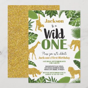 Wild One Safari 1er anniversaire Invitation Boy Go