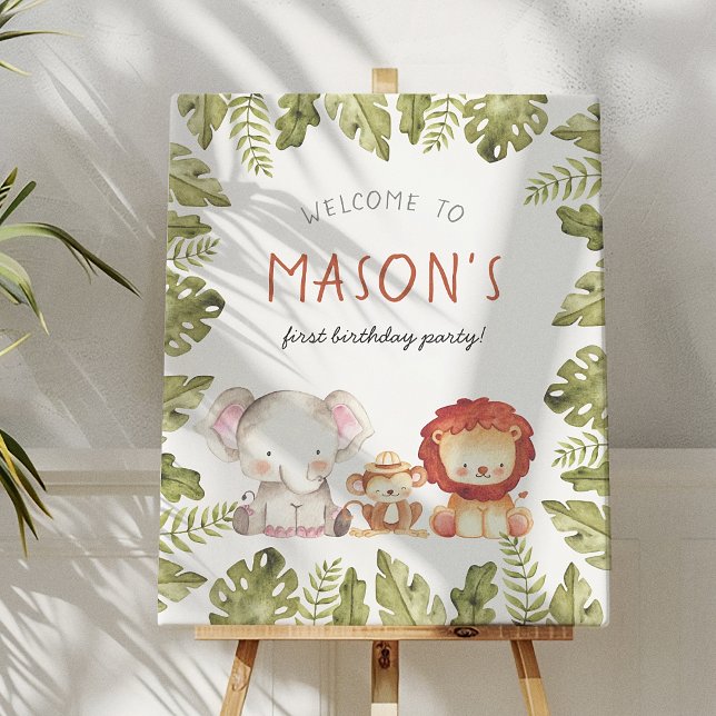 Wild One Safari Animal Birthday Party Affiche de b (Créateur téléchargé)