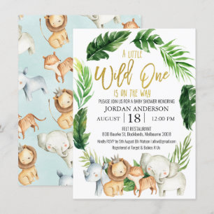 Wild One Safari Animaux Baby shower Invitation
