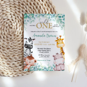 Wild One Safari Animaux Baby shower Invitation