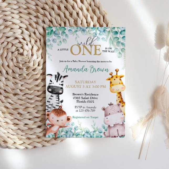 Wild One Safari Animaux Baby shower Invitation (Wild One Safari Baby Shower Invitation)