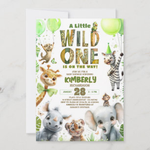 Wild One Safari Animaux Baby shower Invitation