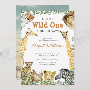Wild One Safari Animaux Baby shower Invitation