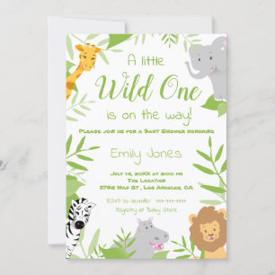 Wild One Safari Animaux Baby shower Invitation