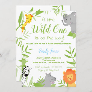 Wild One Safari Animaux Baby shower Invitation gar