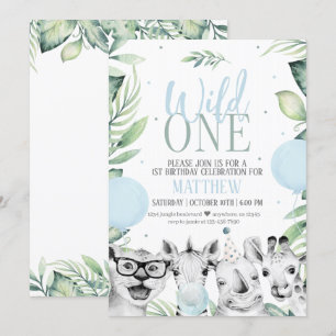 Wild One Safari Anniversaire Invitation pour un ga