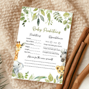 Wild One Safari Baby shower Baby Predictions Jeu