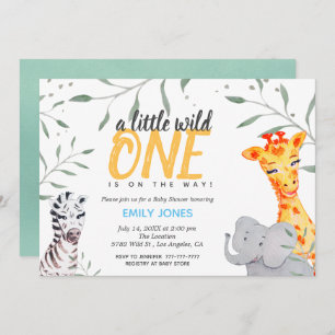 Wild One Safari Baby shower Boy Invitation