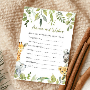 Wild One Safari Baby shower Conseils et voeux jeu