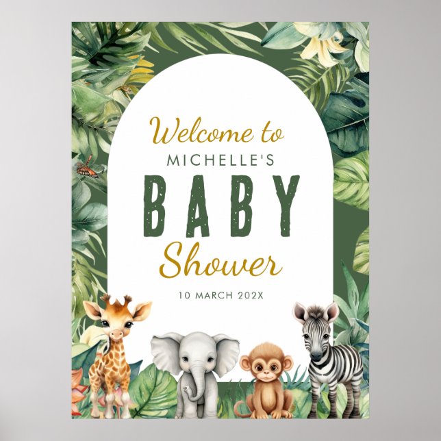 Wild One Safari Baby shower de verdure Affiche de  (Devant)