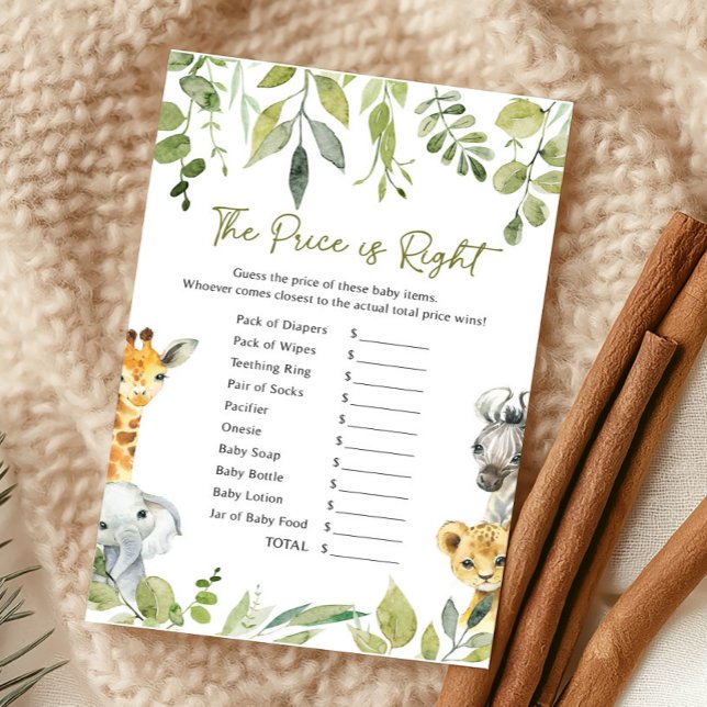 Wild One Safari Baby shower Prix est le bon jeu (Wild One Safari Baby Shower Game)