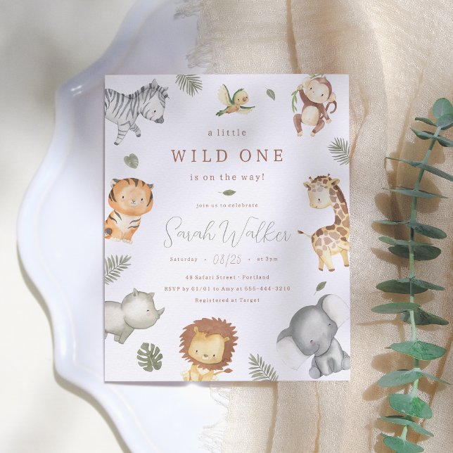 Wild One Safari Boy Budget Baby shower Invitation (Créateur téléchargé)