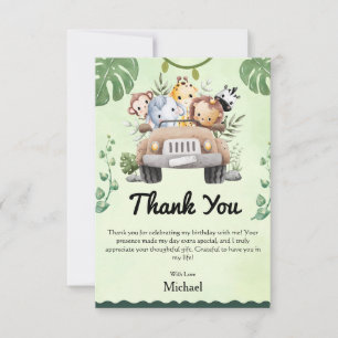 Wild One Safari Carte de remerciements d'anniversa