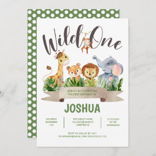 Wild One Safari Invitation anniversaire enfant