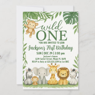 Wild One Safari Invitation d'anniversaire