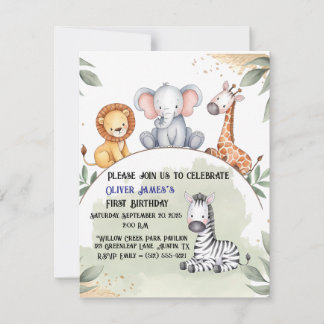 Wild One Safari Invitation d'anniversaire