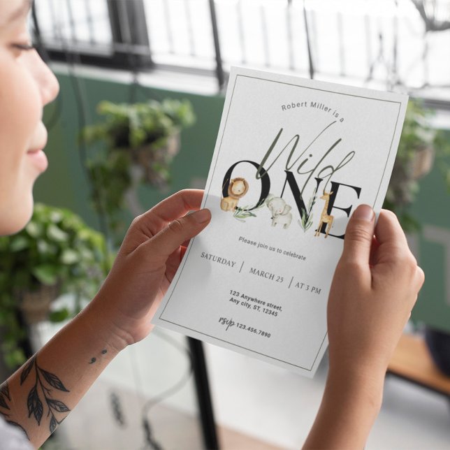 Wild One Safari Invitation d'anniversaire (Créateur téléchargé)