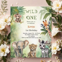 Wild one safari jungle 1er invitation Anniversaire