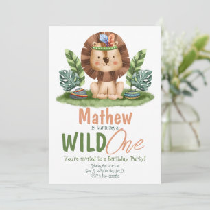 Wild One Safari Lion Invitation Anniversaire